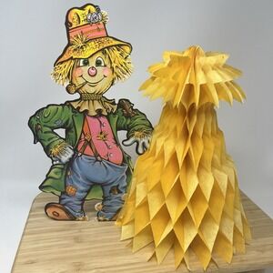 Vintage 1979 BEISTLE Halloween Thanksgiving Die Cut Honeycomb 11" Scarecrow